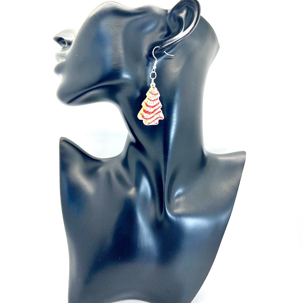 Lil Debbie Tree Cake Earrings - Christmas Earrings - Xmas Earrings - Snack Earri - Picture 7 of 8